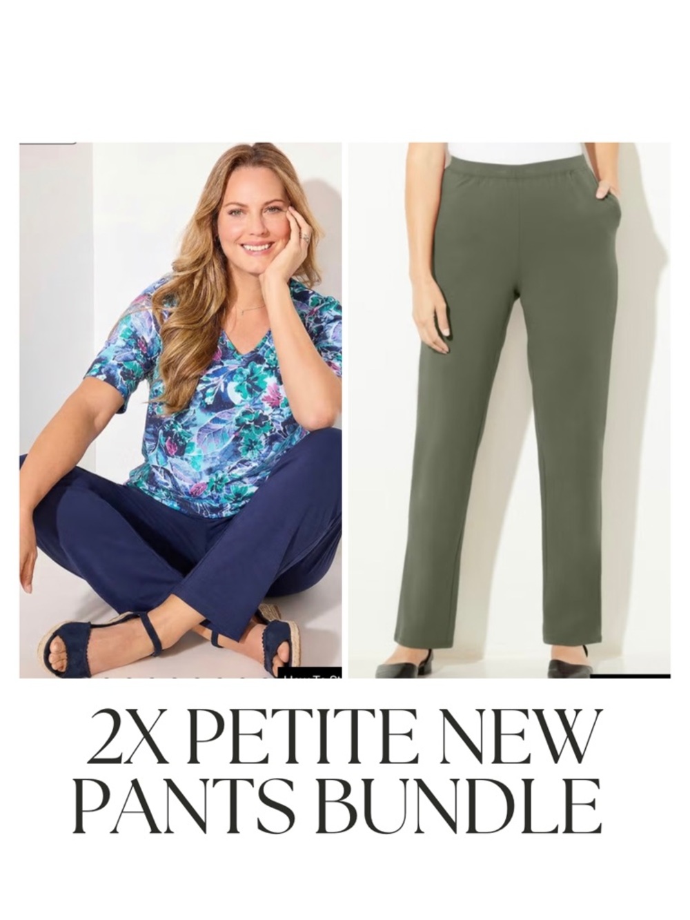 NEW Catherine’s Petite Suprema Straight Leg Pant Green & Navy Bundle